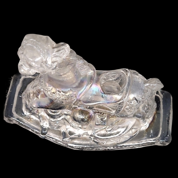 Vintage Clear iridescent carnival glass rocking horse candlestick/ taper holder - Picture 6 of 8